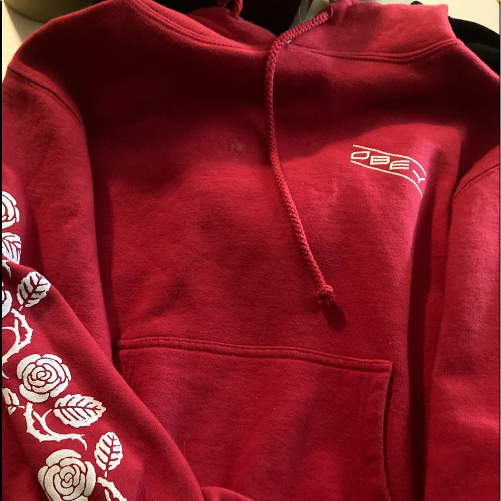 red obey hoodie small